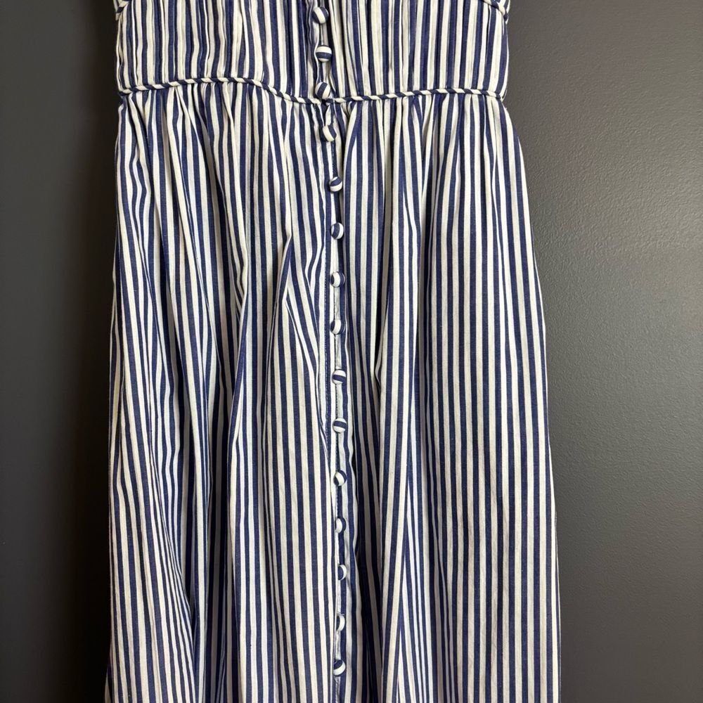 O. P. T. Stella Blue & White Striped Tiered Ruffle Midi Maxi Dress Size Medium - Picture 9 of 16